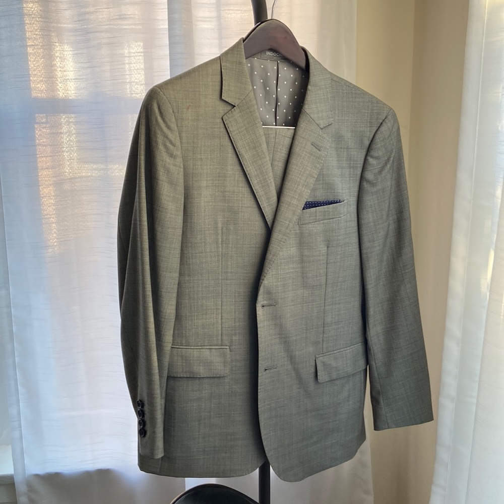 Indochino Custom Grey Sharkskin Suit - 2 button, single vent